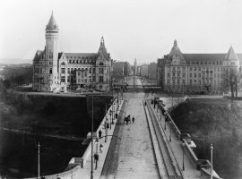Image du Pont Adolphe en direction de la Gare, prise en 1913