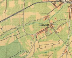 Le village de Cessange en 1936, extrait du plan de la Ville de Luxembourg de 1936