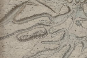 Le village de Cessange dans la première moitié du XVIIIe siècle, extrait du plan de Luxembourg et de ses environs de Bernard Jaillot de 1735