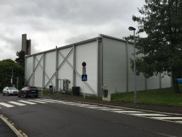 vue panoramique du hall omnisports temporaire Cents