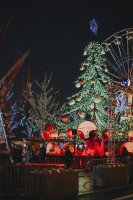 Illustration du marché de noël à la place de la constitution
