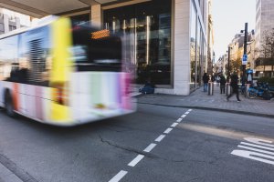 Exemple d'un gué pour piétons à la place Hamilius
