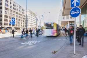 Exemple d'un gué pour piétons à la place Hamilius