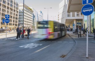 Exemple d'un gué pour piétons à la place Hamilius