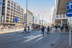 Exemple d'un gué pour piétons à la place Hamilius