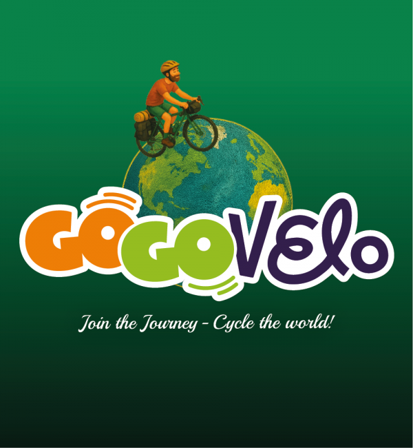 Affiche avec le slogan GoGo Velo - Join the journey - Cycle the world