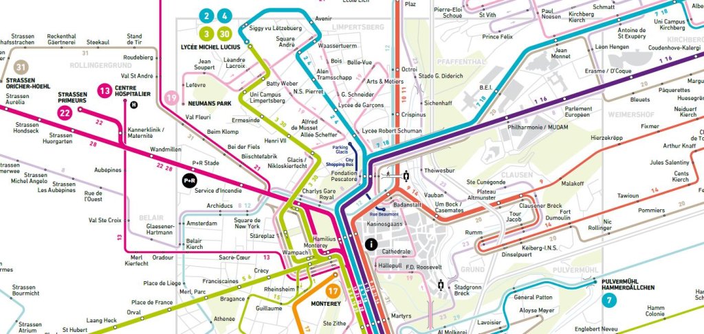 Extrait du plan du réseau des bus municipaux