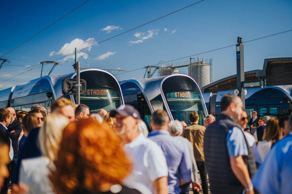 Image de l'inauguration du nouveau tracé Luxtram