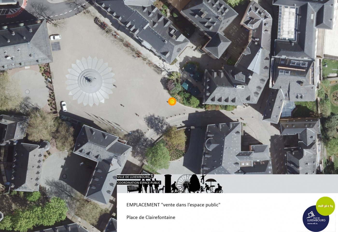 vente espace public emplacement place de Clairefontaine