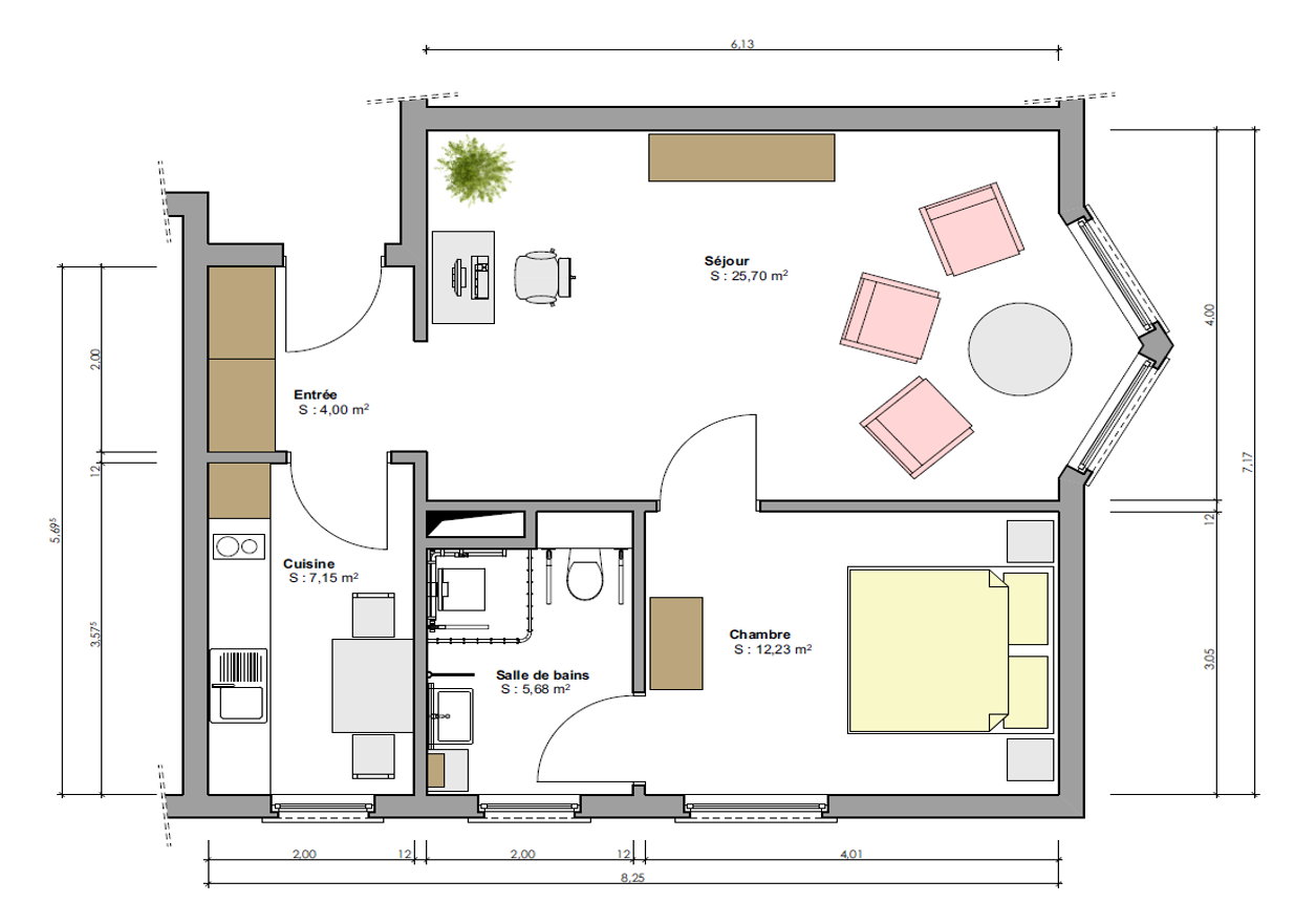 Konviktsgaart appartement 55 m2