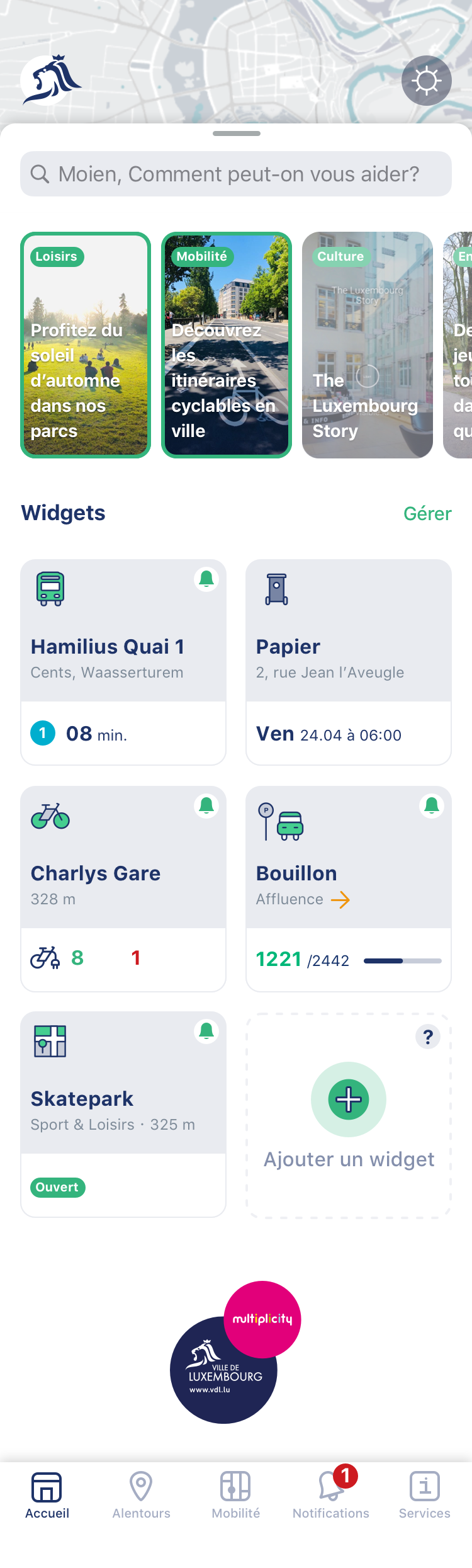 Cityapp - Ecran d'accueil - Home screen