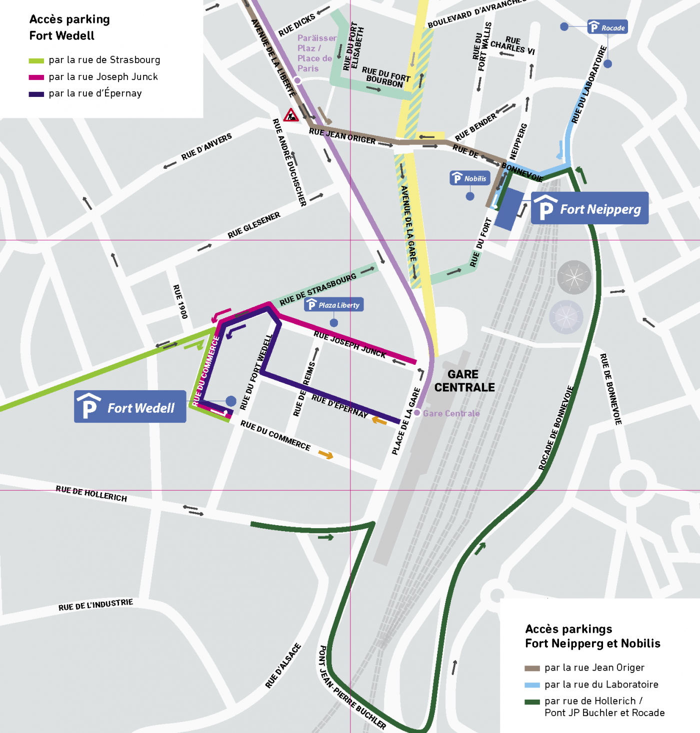 Accès parkings quartier Gare - mars 2021