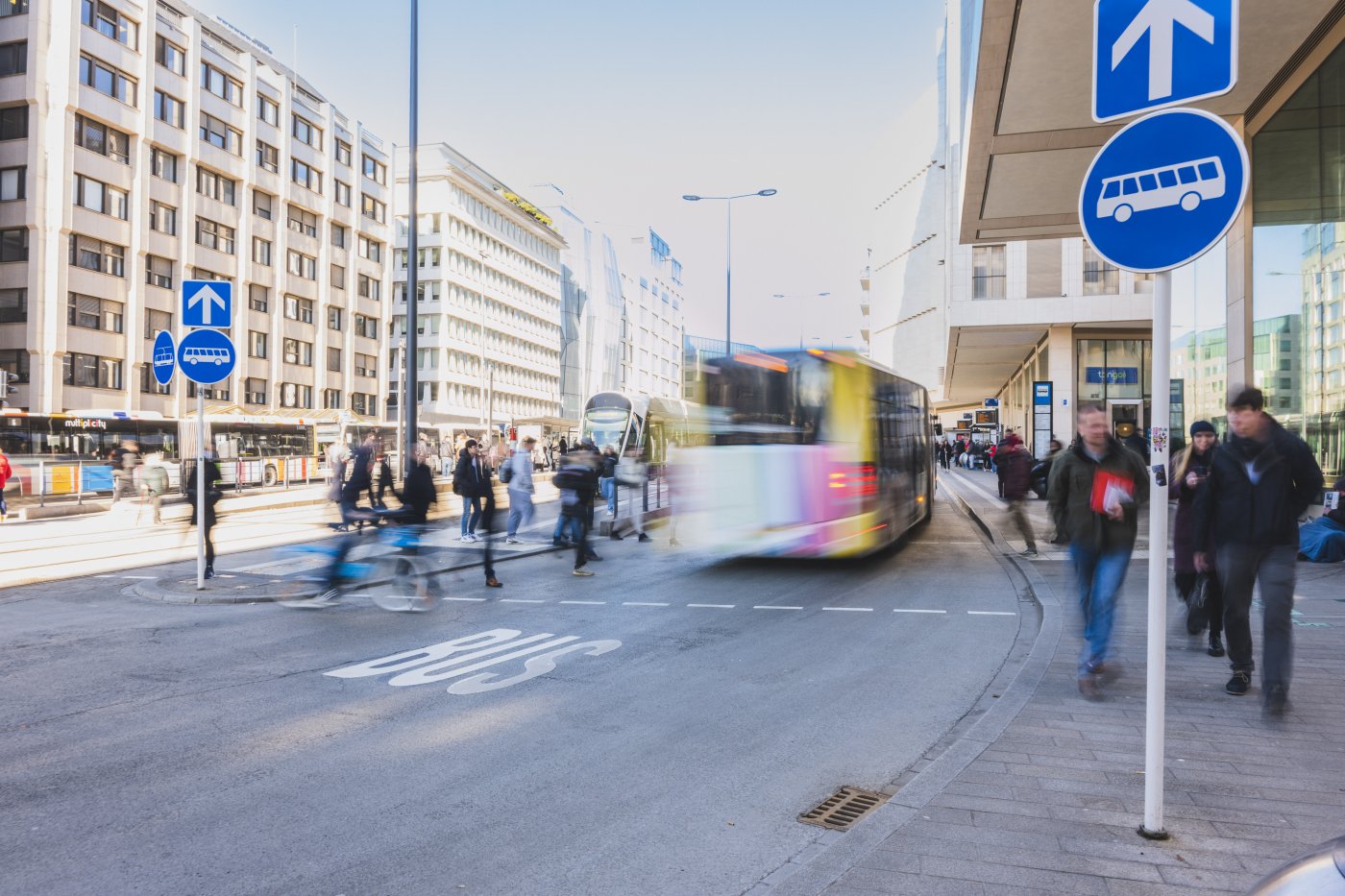Exemple d'un gué pour piétons à la place Hamilius