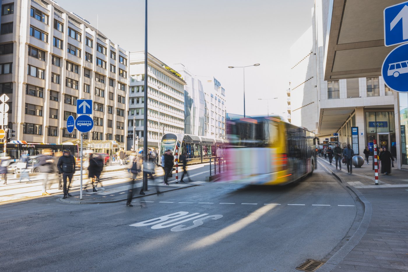 Exemple d'un gué pour piétons à la place Hamilius