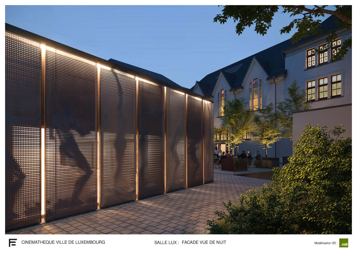 Vue façade pendant la nuit