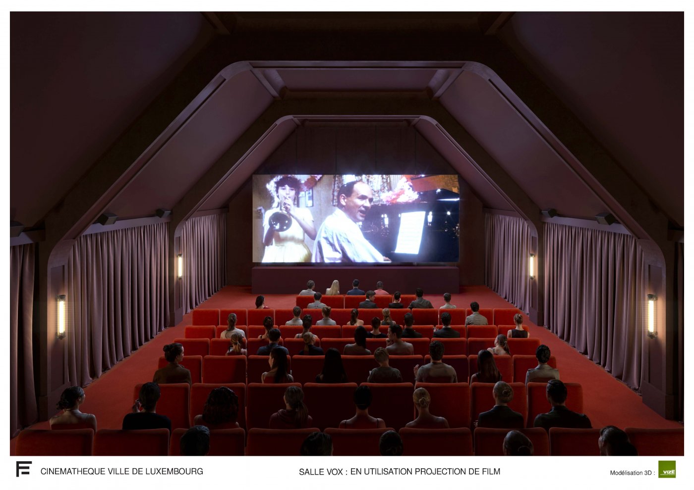 Vue intérieure d'une salle cinématographique