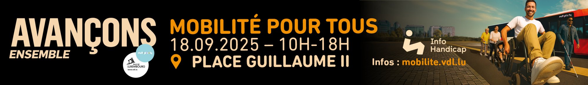 Journée Mobilité pour tous le 18 septembre sur la Place Guillaume II de 10 à 18h.