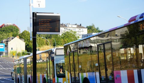 Deux autobus de la Ville de Luxembourg à la Stäreplaz