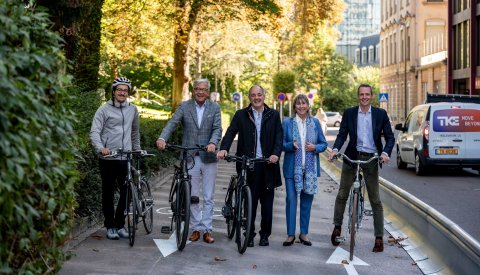 membres du conseil échevinal en vélo sur la piste cyclable