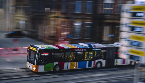 Bus by night on Boulevard Royal