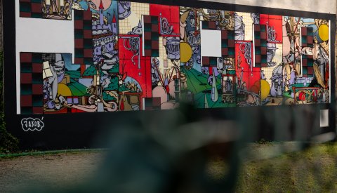 Jakob der Bruder entrain de peindre le Mur - projet grafitti