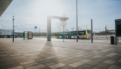 Bus de la ville à l'arrêt du Stade de Luxembourg