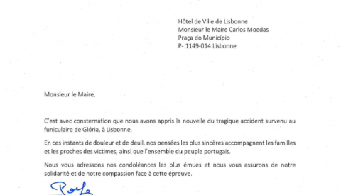 Message de condoléances Lisbonne