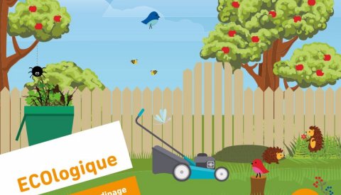 Illustration du cover du magazine ECOlogique n°2 2018 Déchets de jardinage